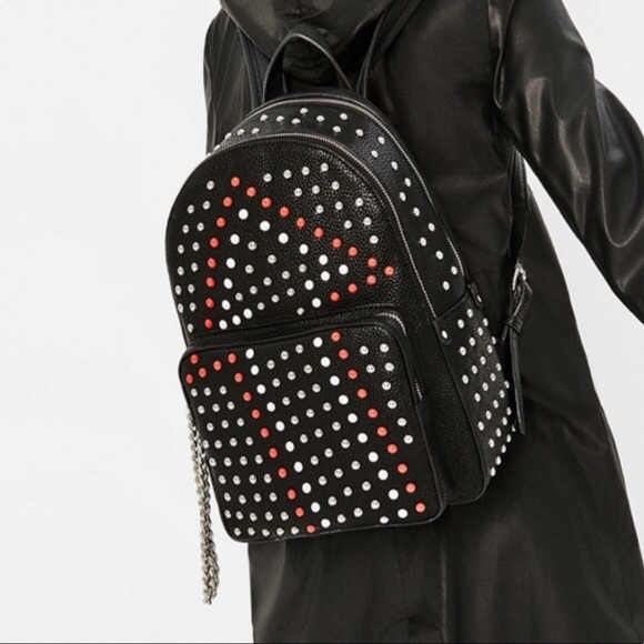 zara black studded backpack